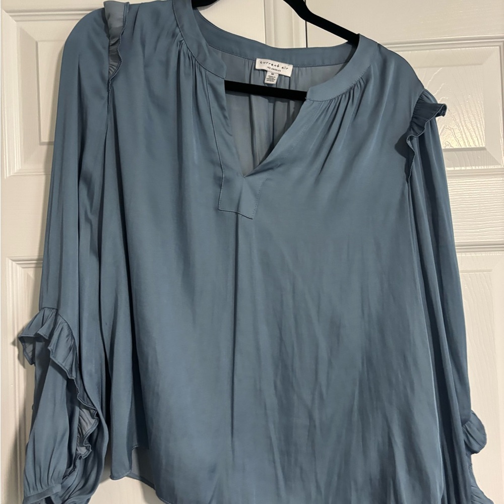 Current Air Light Blue Blouse with Ruffled Sleeves